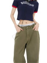 Baggy Olive Green Wide-Leg Jeans